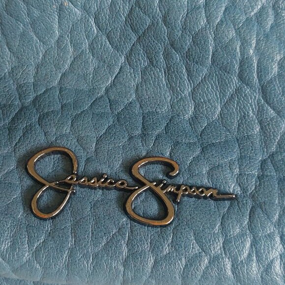 Slate Blue Jessica Simpson Crossbody Bag; zip top and front pockets - Picture 10 of 12